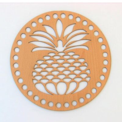 set of 2 round shape wooden base pineapple 19cm