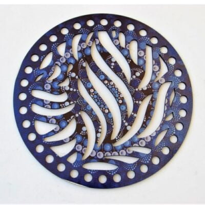 set of 2 round shape wooden base blue 20 cm