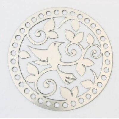 set of 2 round shape wooden base mirror bird 19cm