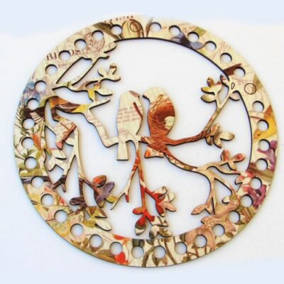 set of 2 round shape wooden base birds nest 19cm