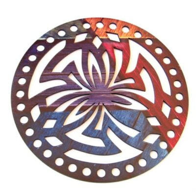 set of 2 round shape wooden base multicolor 19cm