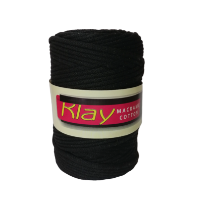 Klay-macrame cotton 4mm Black color 500 gm